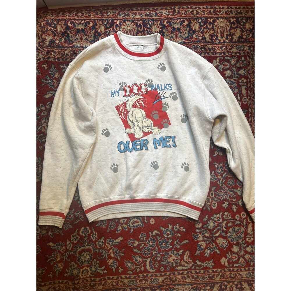 Vintage Oneita my dog walks all over me crewneck sweatshirt (large) USA